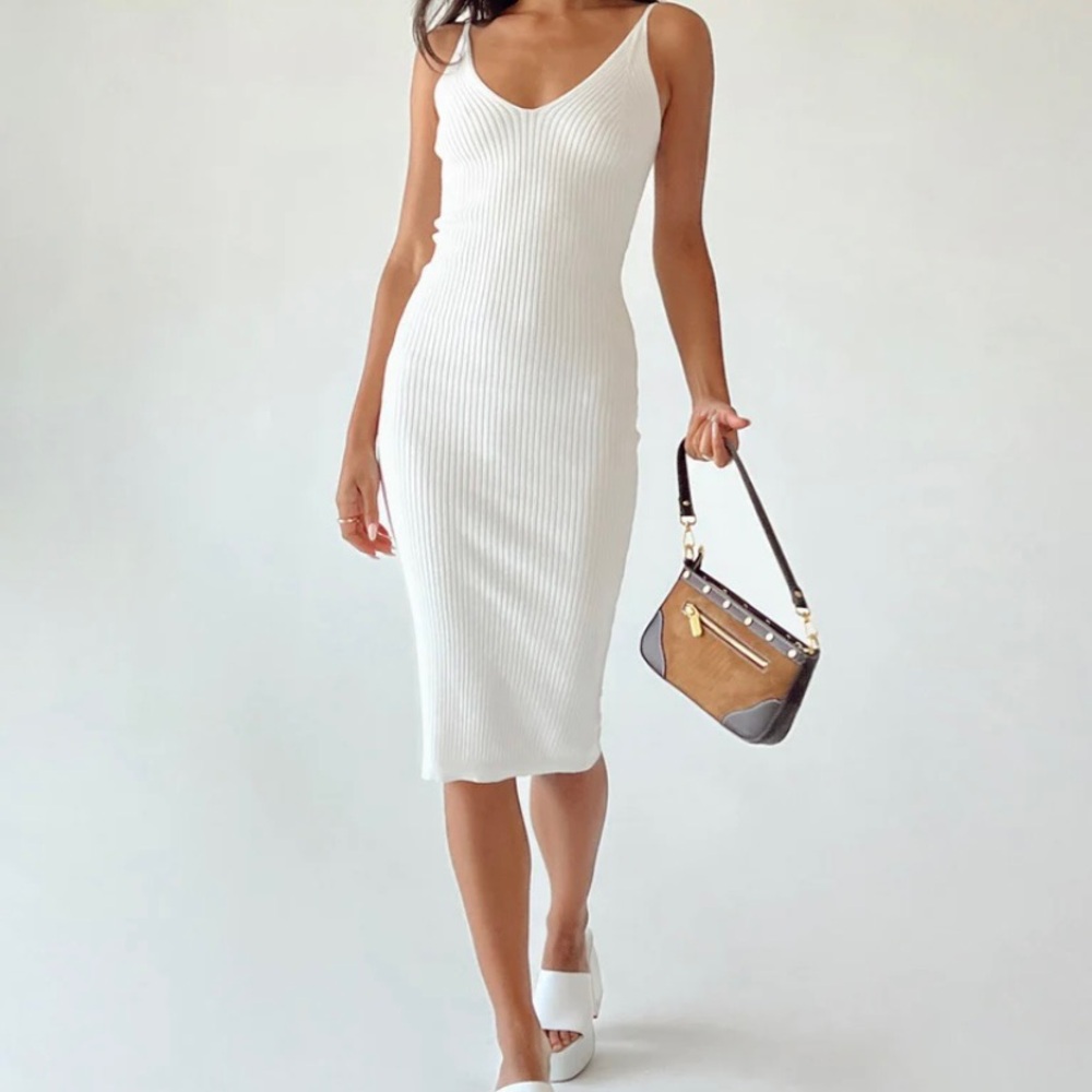 Princess Polly White Oxford Midi Dress
